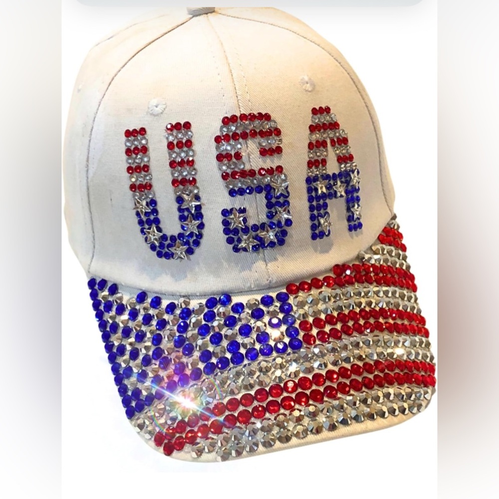USA Rhinestone Baseball Cap - Picture 3 of 6